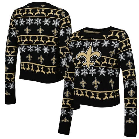 Women's FOCO Royal Los Angeles Rams Ugly Holiday Cropped Sweater