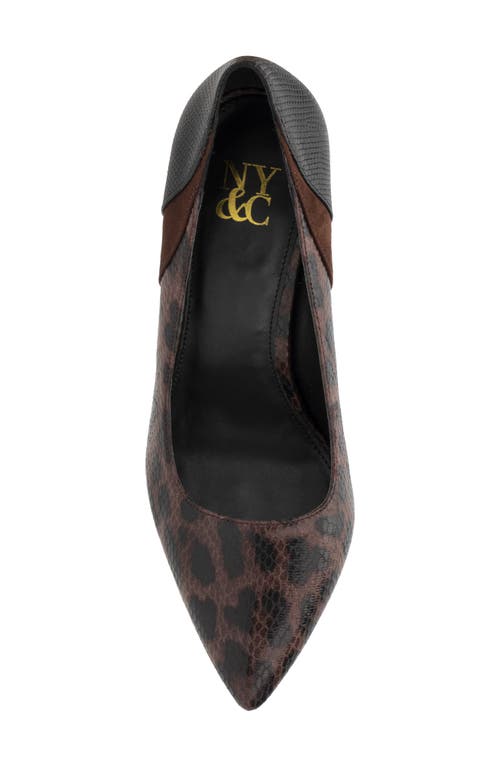 New York And Company Madison Leopard Reptile Embossed Pump In Black/brown