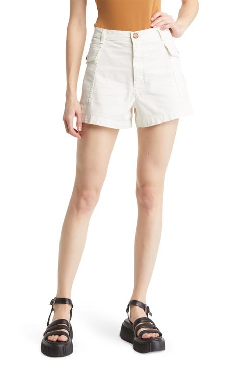 White High Waisted Shorts for Women