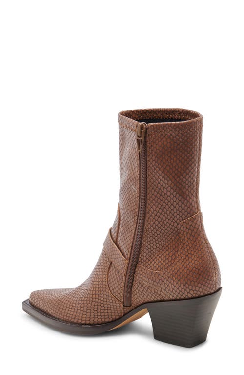 Dolce Vita Rave Pointed Toe Bootie In Saddle Embossed Leather