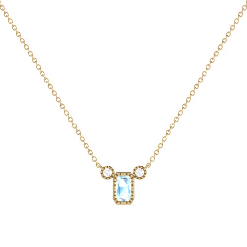 Shop Luvmyjewelry Emerald Cut Aquamarine & Diamond Birthstone Necklace In Yellow Gold