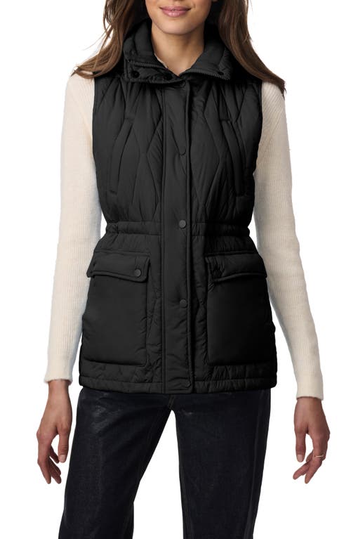 Shop Bernardo Quilted Hooded Recycled Polyester Vest In Black