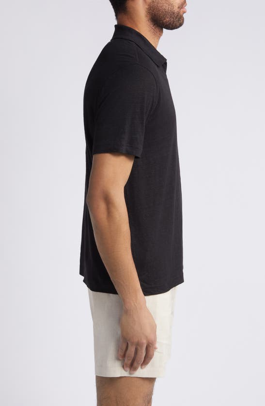 Shop Nordstrom Johnny Collar Linen Polo In Black