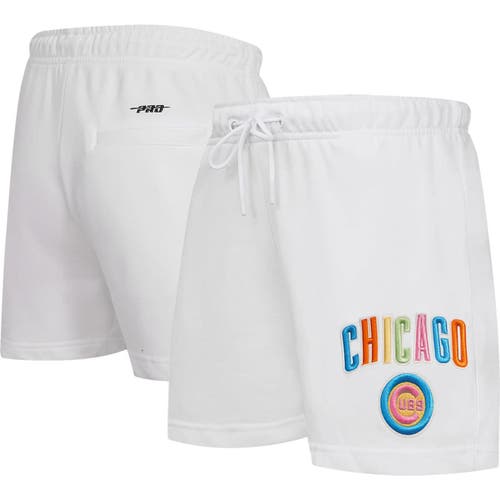 Women's Pro Standard White Chicago Cubs Washed Neon Shorts