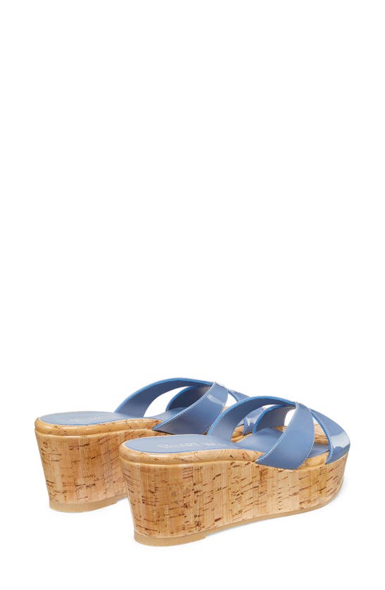 Shop Stuart Weitzman Carmen Wedge Sandal In Blue Steel