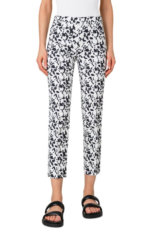 Akris punto Franca Kaleidoscope Print Stretch Gabardine Pants 019 Cream-Black at Nordstrom,