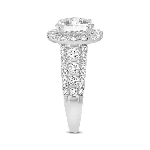 Luvmyjewelry Vigne 14k White Gold Round Cut Lab Grown Diamond Halo Engagement Ring In 14k White Gold