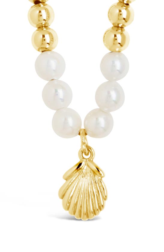 Shop Sterling Forever Marjorie Seashell Pendant Pearl Necklace In Gold
