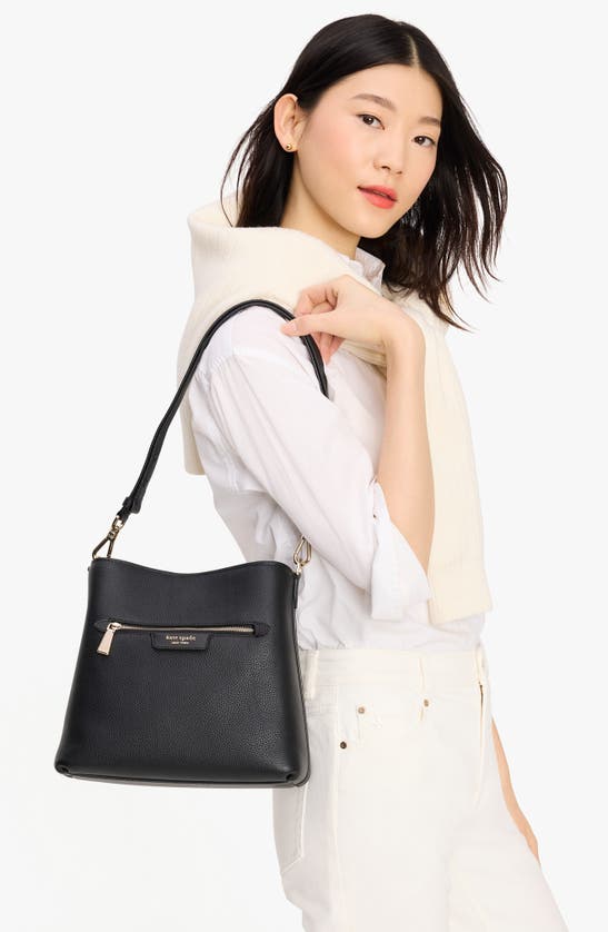 Kate Spade Hudson Pebble Leather Shoulder Bag In Black