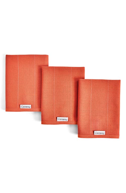 CARAWAY Set of 3 Cotton Tea Towels in Perracotta at Nordstrom
