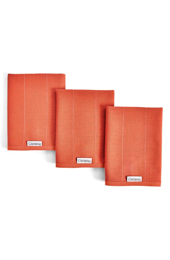 Shop Caraway Set Of 3 Cotton Tea Towels In Perracotta