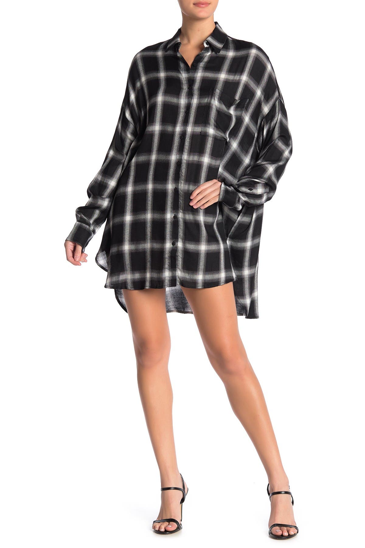 oversized flannel shirt dress