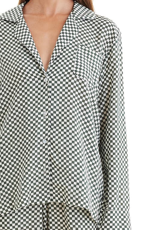 Papinelle Anais Checkerboard Cotton Blend Pajamas In Forest Green