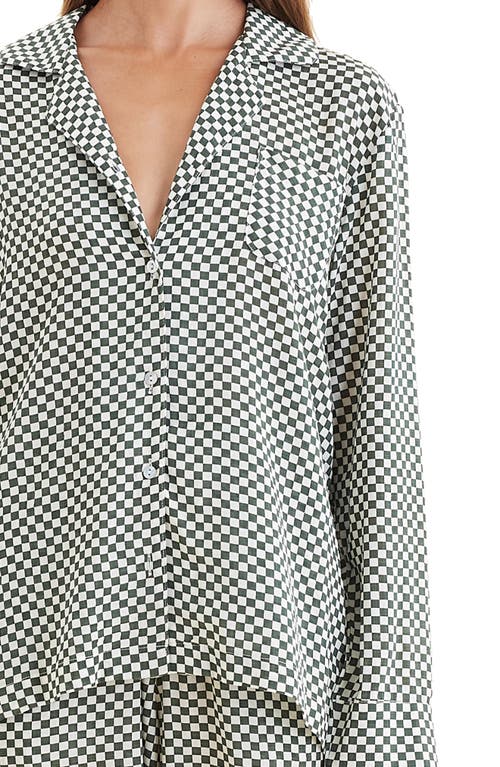 Shop Papinelle Anais Checkerboard Cotton Blend Pajamas In Forest Green