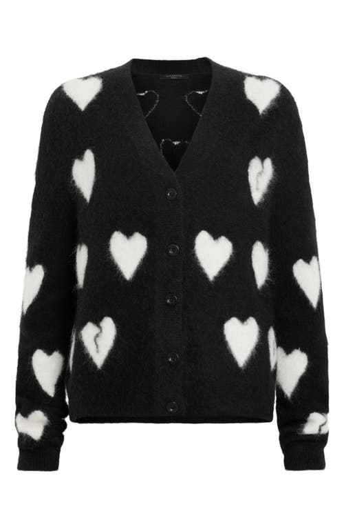 Shop Allsaints Amora Wool & Alpaca Blend Cardigan In Black/chalk White