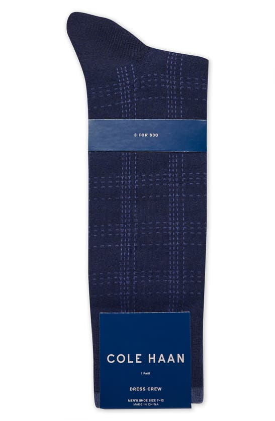 Shop Cole Haan Plaid Dress Socks In Marine Blue