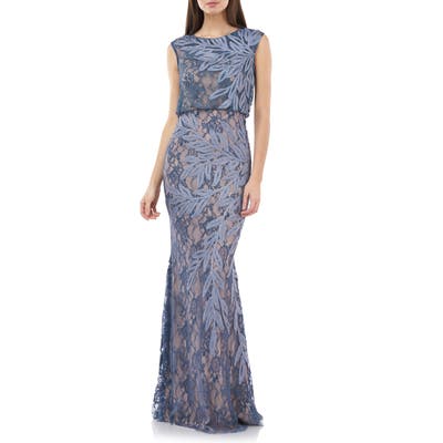 Js Collections Soutache Lace Blouson Gown, Grey