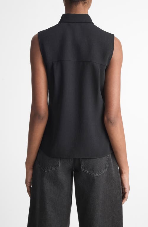 Shop Vince Sleeveless Button-up Shirt In Black