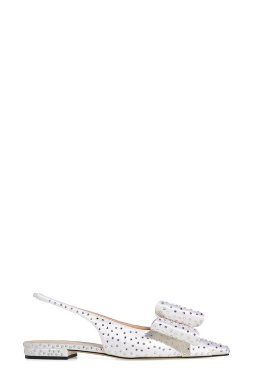 Shop Mach & Mach Le Cadeau Bow Crystal Pointed Toe Slingback Flat In White