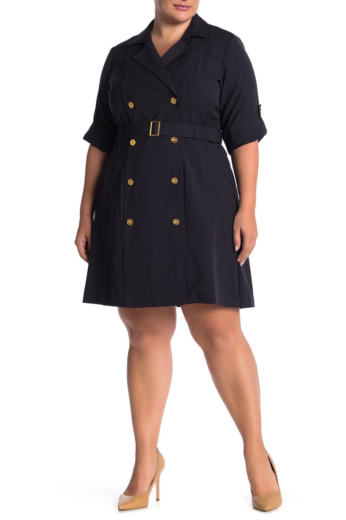 plus size belted shirt dress