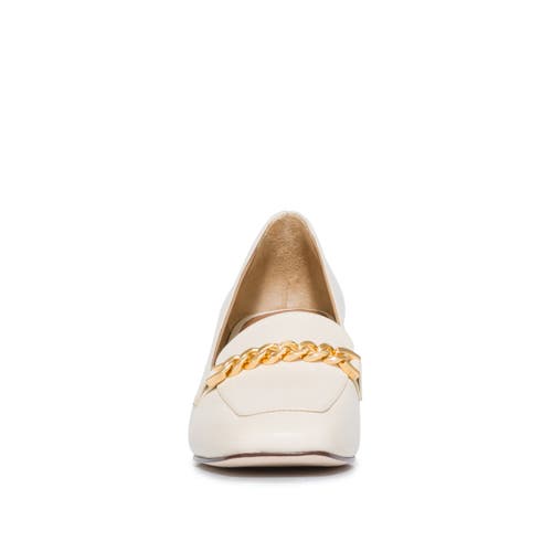 Shop Bernardo Footwear Avery Heeled Chain Loafer In Eggshell