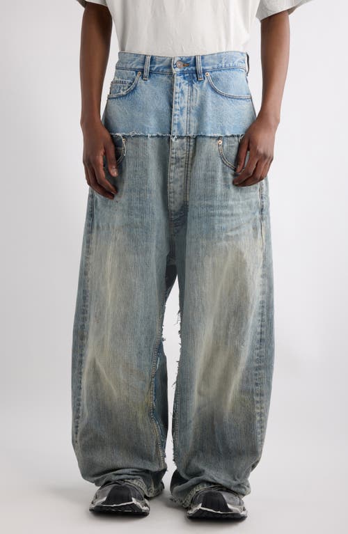 Shop Balenciaga Distressed Layered Jeans In 3969 Iced/stained