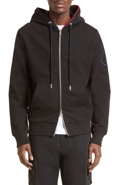 Moncler Cotton Zip Hoodie in Black at Nordstrom, Size Large