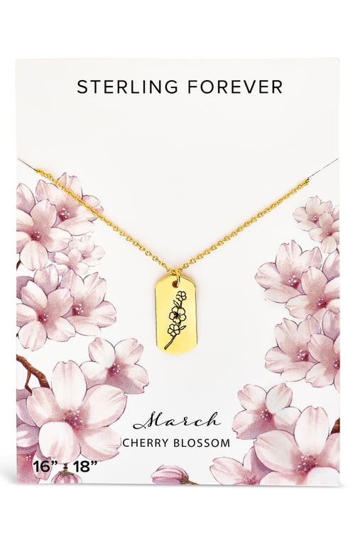 Sterling Forever Birth Flower Pendant Necklace In Gold/march