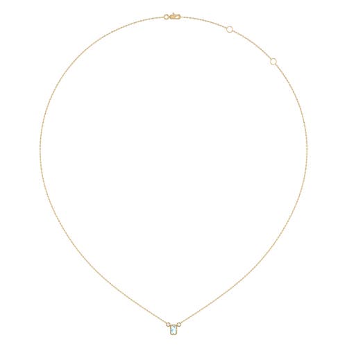 Shop Luvmyjewelry Emerald Cut Aquamarine & Diamond Birthstone Necklace In Yellow Gold