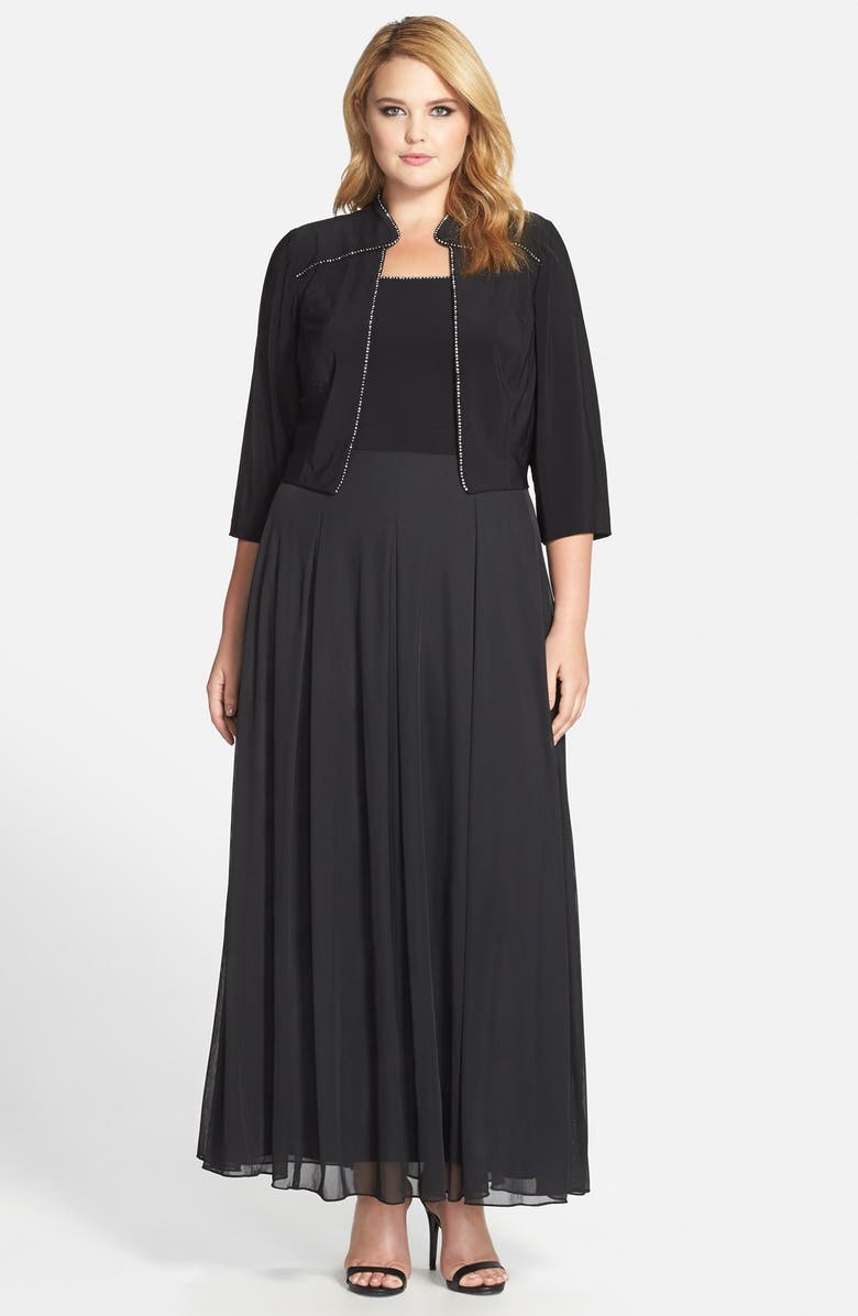 Download Alex Evenings Rhinestone Trim Jacket & Mock Two-Piece Gown ...