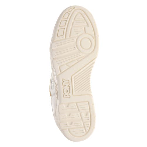 Pony Mens M100 Low Metallic Genuine Leather Premium Lace Up Athletic Sneaker Shoe In Snow White/gold