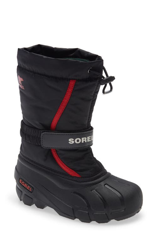 SOREL Flurry Weather Resistant Snow Boot in Black/Bright Red Multi at ...