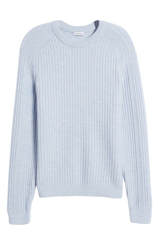 Shop Reiss Millerson Textured Wool & Cotton Blend Crewneck Sweater In Soft Blue Melange