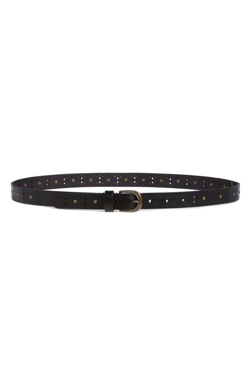 Shop Frye 25mm Perforated Leather Belt In Black/antique Brass
