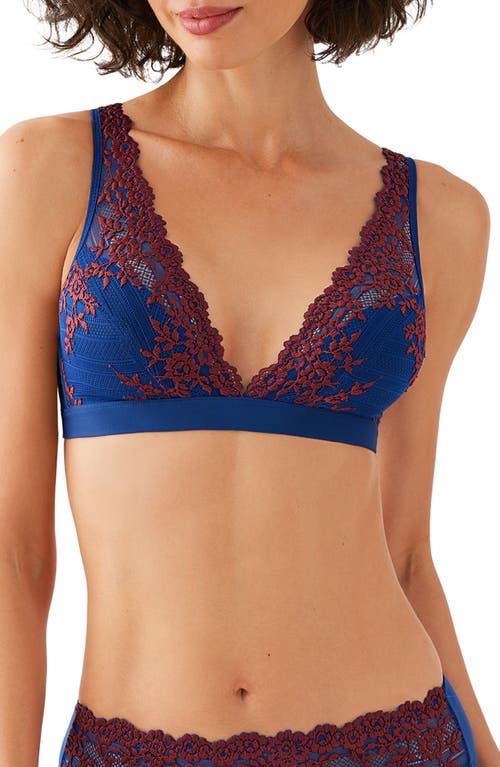 Shop Wacoal Embrace Lace Wire Free Bralette In Blue Depths/cordovan