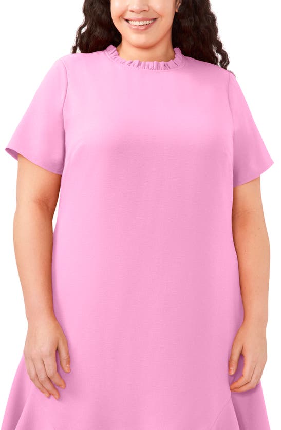 Shop Cece Ruffle Short Sleeve Dress In Bright Peony Pink