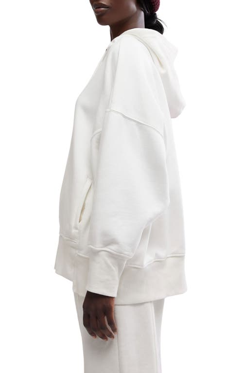 Shop Free People Sprint To The Finish Oversize Cotton Blend Hoodie In Ivory White/sour Cherry