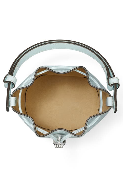Tory Burch Mini T Monogram Debossed Bucket Bag In Ice Blue