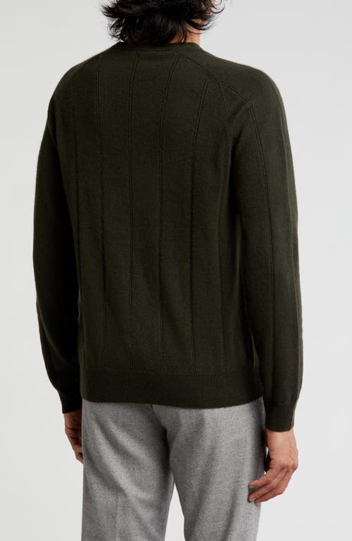 Bruno Magli Amicale Wide Rib Cashmere Sweater In Olive