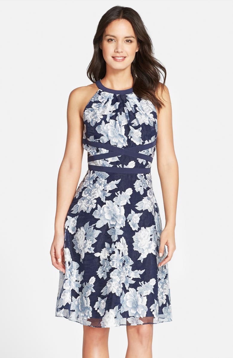Adrianna Papell Floral Organza Fit & Flare Dress (Regular & Petite ...