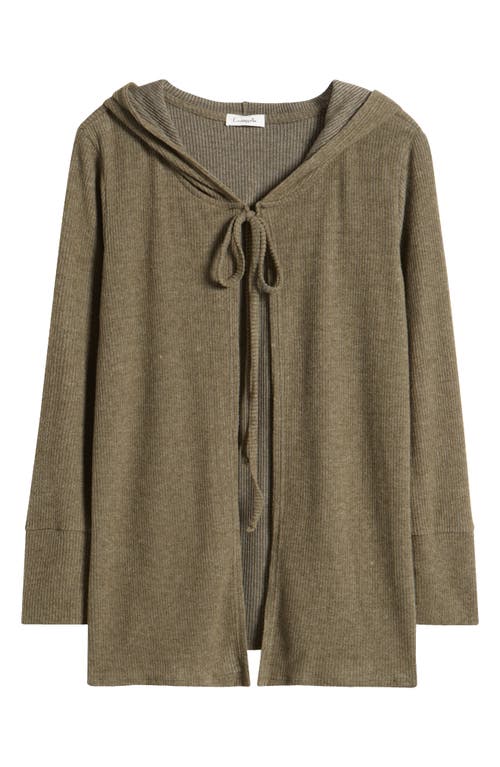 Shop Loveappella Hooded Rib Cardigan In Olive