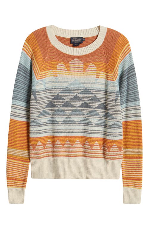 Shop Pendleton Jacquard Cotton Crewneck Sweater In Rust/blue Multi