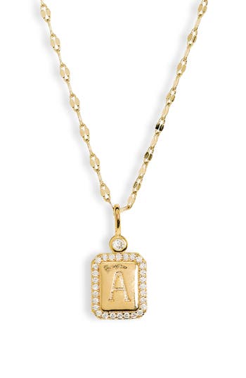 Leith Initial Pendant Necklace In A- Clear- Gold