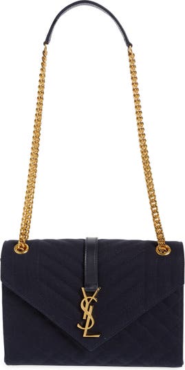 SAINT LAURENT Envelope medium quilted textured-leather shoulder bag