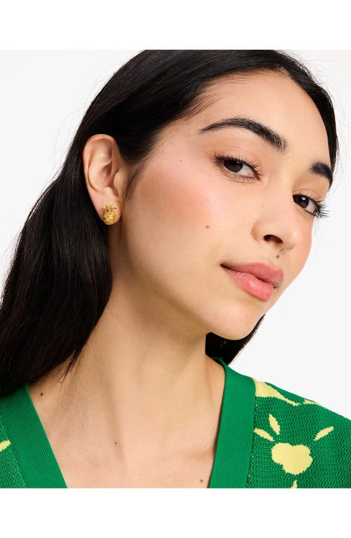 Shop Kate Spade New York Pineapple Stud Earrings In Yellow Gold