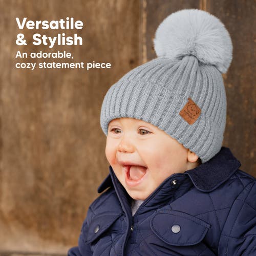 Keababies 2-pack Pom Knitted Beanie In Cloud