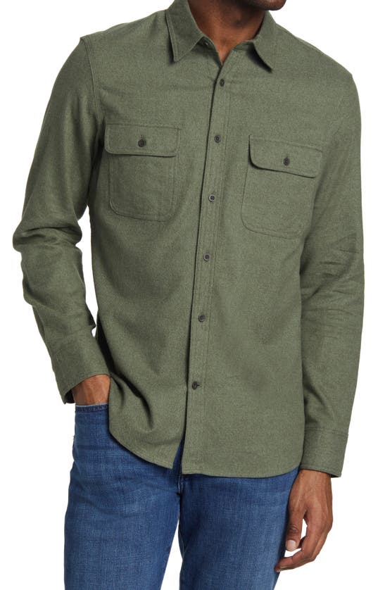 Treasure & Bond Grindle Trim Fit Flannel Button-down Shirt In Green Wreath Grindle