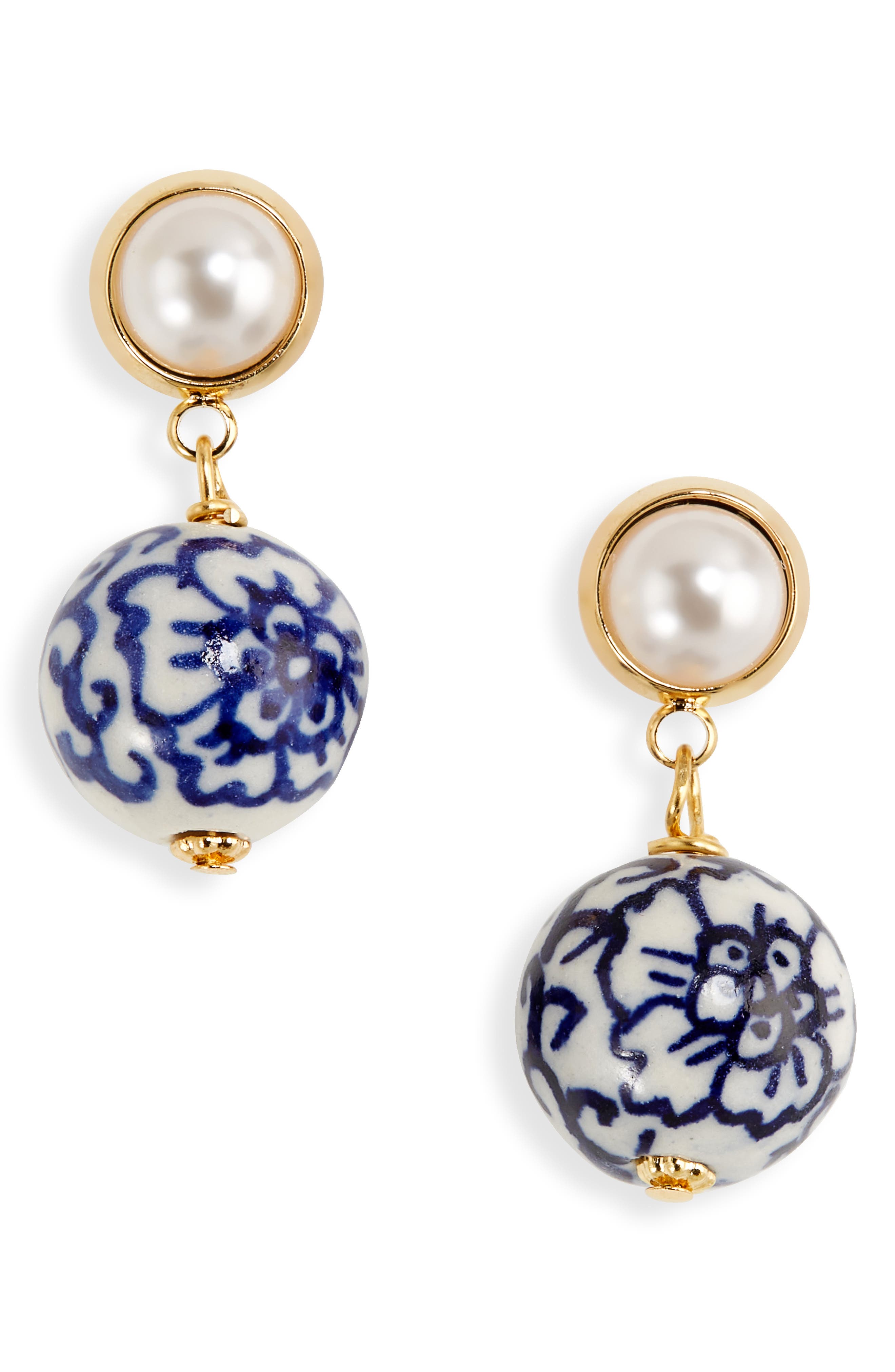 Shashi Imitation Pearl & Bead Drop Earrings Nordstrom
