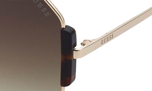 Shop Guess 60mm Geometric Sunglasses In Gold/gradient Brown