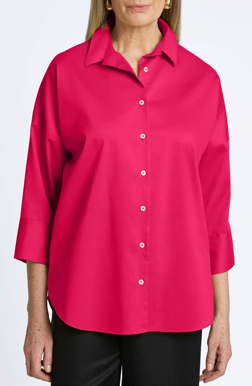 Shop Foxcroft Avery Stretch Button-up Shirt In Ruby Pink